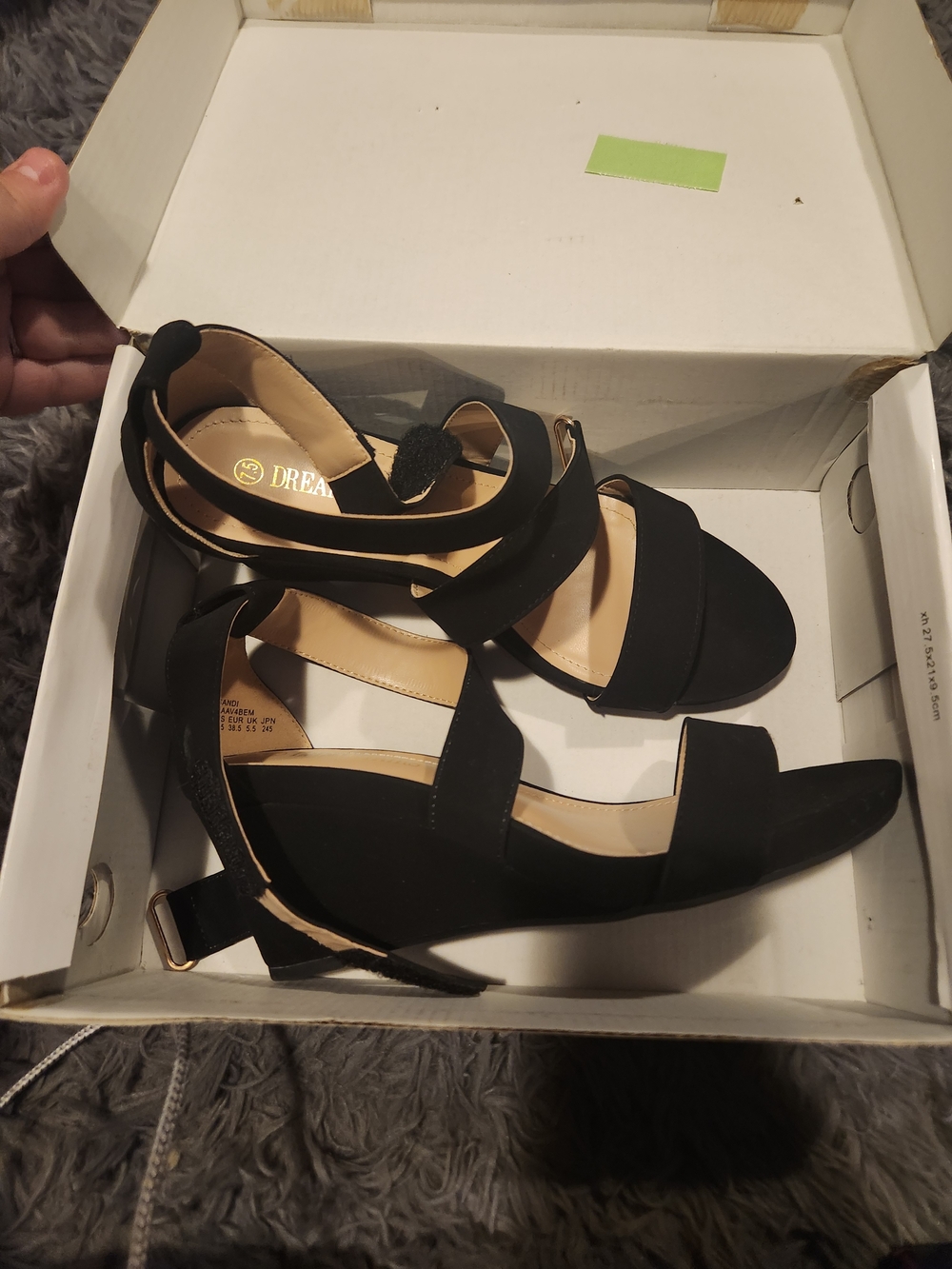 Black Strappy Block Heel Sandals
